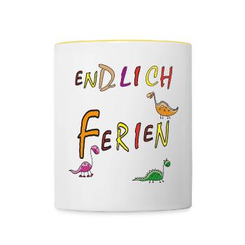Ferien Urlaub - Tasse zweifarbig - Weiß/Gelb - Vorne