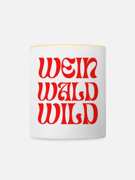 Wein Wald Wild - Tasse zweifarbig - Weiß/Gelb