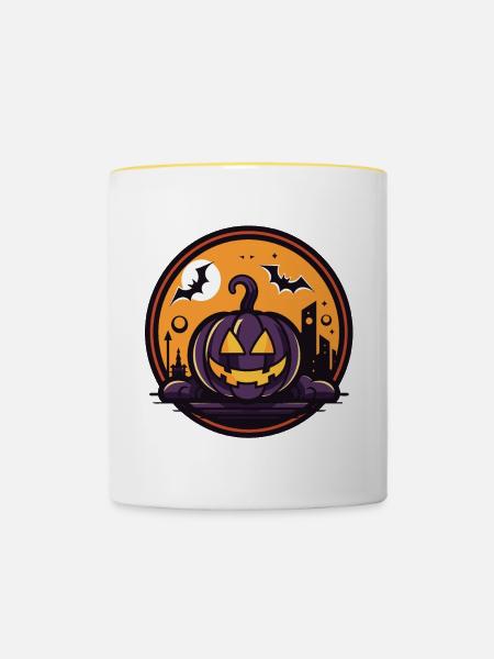 Halloween-Party - Tasse zweifarbig - Weiß/Gelb