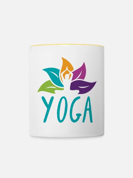Vibrant Lotus Yoga Embrace - Tasse zweifarbig - Weiß/Gelb