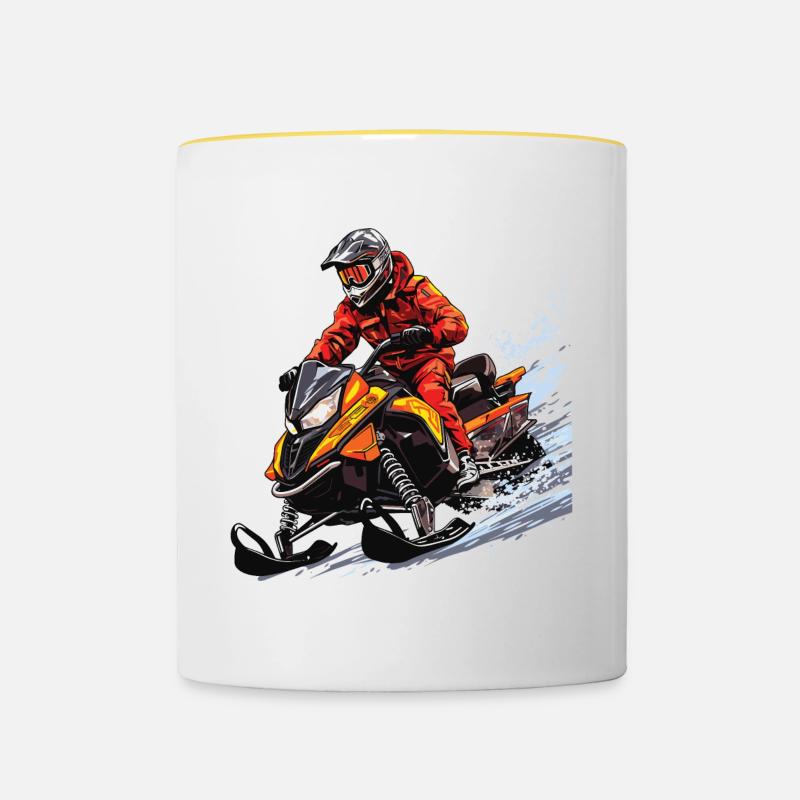 Ski-doo, freeride snowmobile - Contrasting Mug - white/yellow