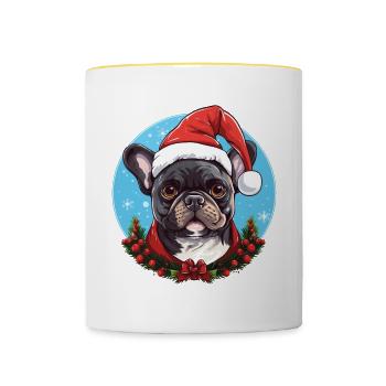 French Bulldog Breed Dog Christmas Mood - Contrasting Mug - white/yellow - Front
