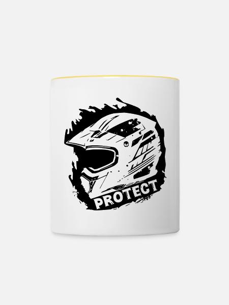 Protect - Schutzhelm [Schwarz] - Tasse zweifarbig - Weiß/Gelb