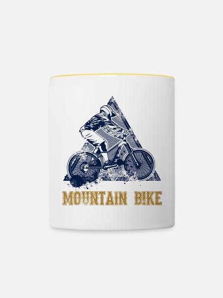 Mountainbike - Tasse zweifarbig - Weiß/Gelb