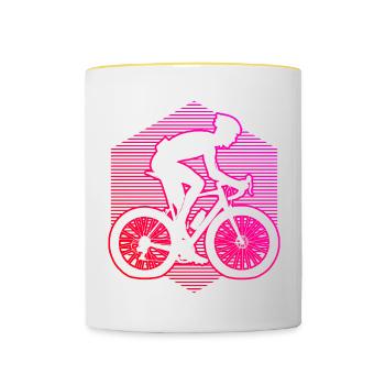 Road Cyclists Road Cycling Men's Road Bike - Contrasting Mug - white/yellow - Front
