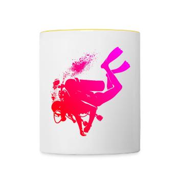Plongée Homme Scuba Diver Diver - Mug contrasté - blanc/jaune - Devant