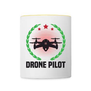Pilote de drone - Mug contrasté - blanc/jaune - Devant