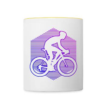 Rennradfahren Rennradfahrer Damen Roadbike - Tasse zweifarbig - Weiß/Gelb - Vorne