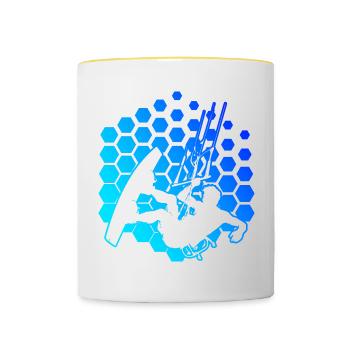 Kiten Kitesurfen Kitesurfing Kite Kitesurf - Contrasting Mug - white/yellow - Front