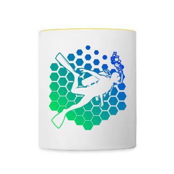 Men's Diving Scuba Diving Women's Free Dive - Contrasting Mug - white/yellow - Front