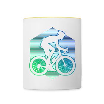 Vélo de route Vélo de route Vélo de route Vélo de route femme - Mug contrasté - blanc/jaune - Devant