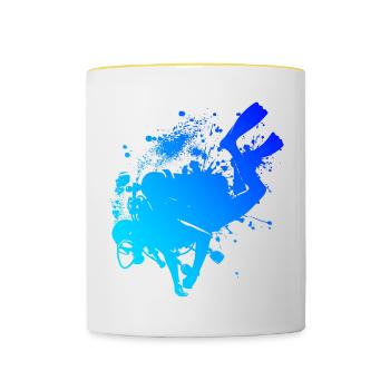 Free Dive Women's Men's Diving Diving Scuba Diving - Contrasting Mug - white/yellow - Front
