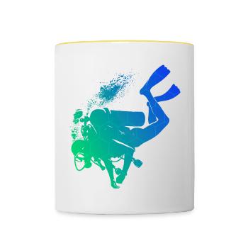 Scuba Tauchen Scuba Taucher Diver Free Dive - Tasse zweifarbig - Weiß/Gelb - Vorne