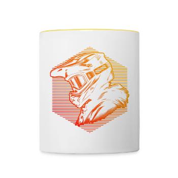 VTT VTT VTT Femmes Cycliste - Mug contrasté - blanc/jaune - Devant