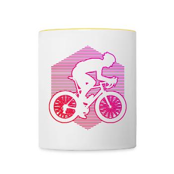Roadbike Rennradfahren Rennrad Rennradfahrer - Tasse zweifarbig - Weiß/Gelb - Vorne