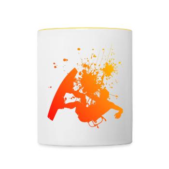 Kitesurfing Men Kitesurf Women Kite Kiting - Contrasting Mug - white/yellow - Front
