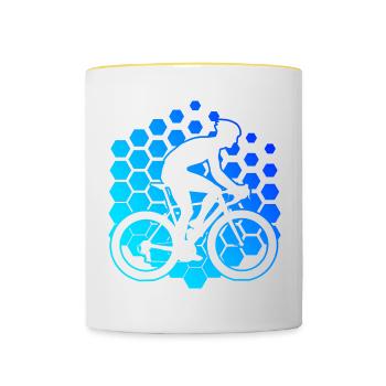 Damen Rennradfahren Road Bike Rennradfahrer - Tasse zweifarbig - Weiß/Gelb - Vorne