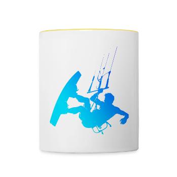Kitesurf Kite Kitesurfer Hommes Kitesurf - Mug contrasté - blanc/jaune - Devant