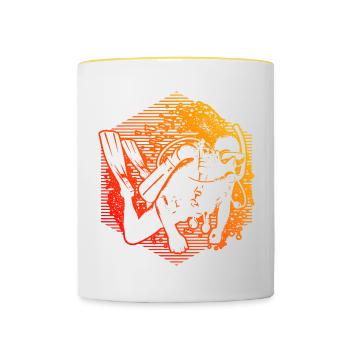 Plongée sous-marine Plongée sous-marine femme Plongée libre - Mug contrasté - blanc/jaune - Devant