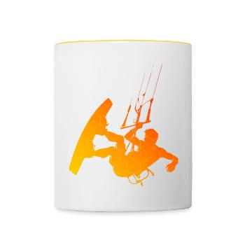 Women's Men's Kitesurfing Kitesurfing Kitesurfing Kitesurfing - Contrasting Mug - white/yellow - Front