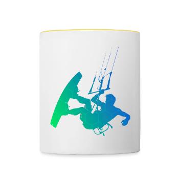 Kitesurfing Kitesurfer Men Kitesurf Kite - Contrasting Mug - white/yellow - Front