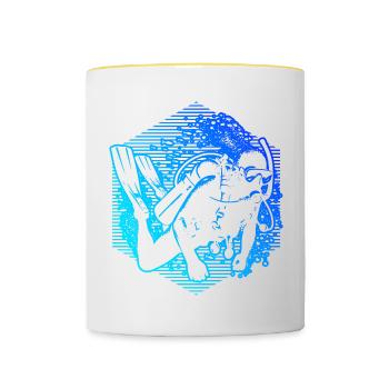 Scuba Taucher Scuba Diver Diver Damen Free Dive - Tasse zweifarbig - Weiß/Gelb - Vorne