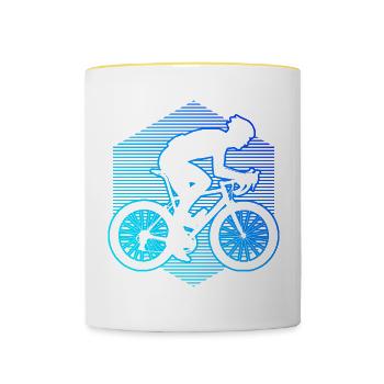 Damen Rennrad Rennradfahrer Rennradfahren - Tasse zweifarbig - Weiß/Gelb - Vorne