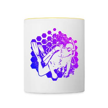 Plongée Libre Plongée Homme Plongeur Plongeur - Mug contrasté - blanc/jaune - Devant