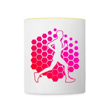 Course à pied Course à pied Hommes Femmes Cross Country R - Mug contrasté - blanc/jaune - Devant