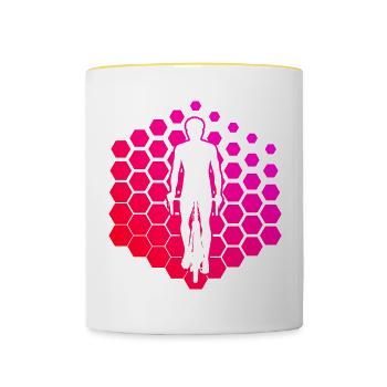 Herren Mtb Radfahren Velo Bike Damen Fahrrad - Tasse zweifarbig - Weiß/Gelb - Vorne