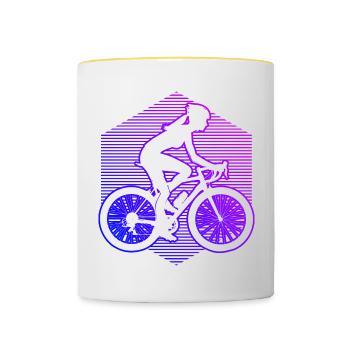 Cyclists Cycling Cycling - Contrasting Mug - white/yellow - Front