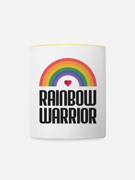 LGBTQ-Pride-Monat - Rainbow Warrior - Tasse zweifarbig - Weiß/Gelb