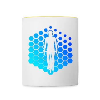 Femmes Vélo Vélo VTT Vélo Vélo Cyclisme - Mug contrasté - blanc/jaune - Devant