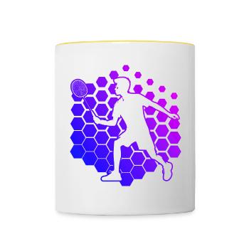 Joueurs de badminton Badminton Hommes - Mug contrasté - blanc/jaune - Devant