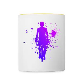 Cycling Cycling Cycling Cycling - Contrasting Mug - white/yellow - Front