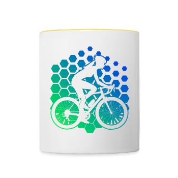 Mtb Radfahren Radeln Herren Mountainbike - Tasse zweifarbig - Weiß/Gelb - Vorne