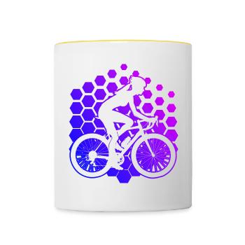 Damen Mtb Velo Mountainbike Fahrradfahren - Tasse zweifarbig - Weiß/Gelb - Vorne
