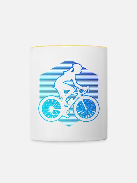 Cyclisme Cyclisme VTT Cyclisme - Mug contrasté - blanc/jaune