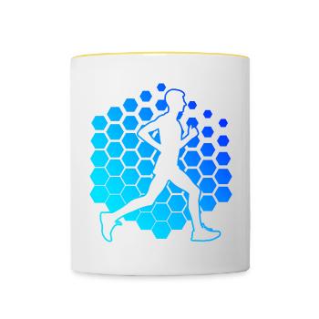 Fitness Homme Jogging Jogging Course à pied Femme - Mug contrasté - blanc/jaune - Devant