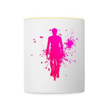 Cyclists Cycling Women Velo Mtb Cycling - Contrasting Mug - white/yellow - Front