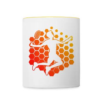 Men's Badminton Badminton Women's Badminton Players - Contrasting Mug - white/yellow - Front