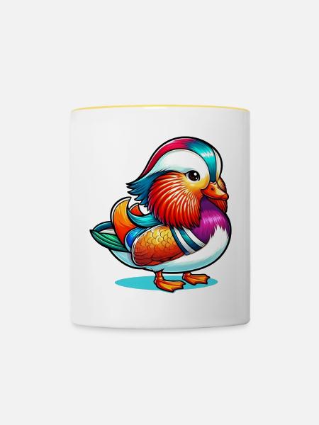 Mandarinente - Tasse zweifarbig - Weiß/Gelb