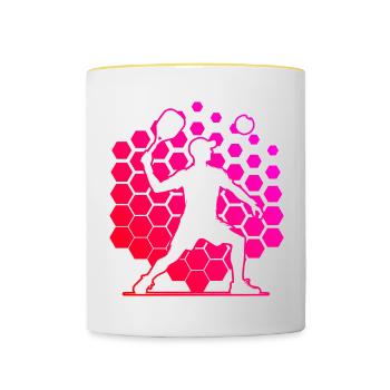 Pickleball féminin Racquetball Jouer au pickleball Game - Mug contrasté - blanc/jaune - Devant