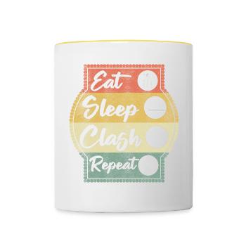 Eat Sleep Clash Repeat Vintage Gaming Clan Retro - Tasse zweifarbig - Weiß/Gelb - Vorne
