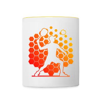 Racquetball Games Pickleball Games Women - Contrasting Mug - white/yellow - Front