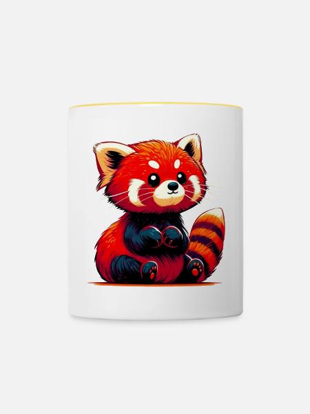 Kleiner Panda - Tasse zweifarbig - Weiß/Gelb