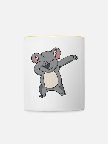 Dabbing Koala - Tasse zweifarbig - Weiß/Gelb