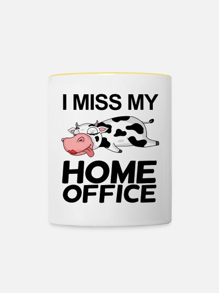 Home Office Spruch lustig - Tasse zweifarbig - Weiß/Gelb