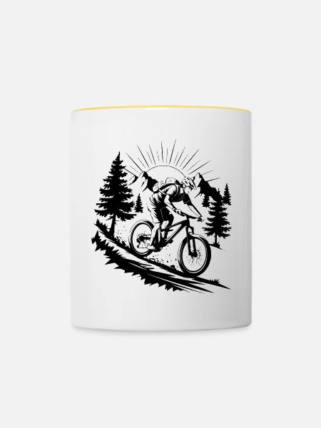 MTB Mountainbike - Tasse zweifarbig - Weiß/Gelb