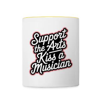 Support The Arts Kiss A Musician 4 - Tasse zweifarbig - Weiß/Gelb - Vorne